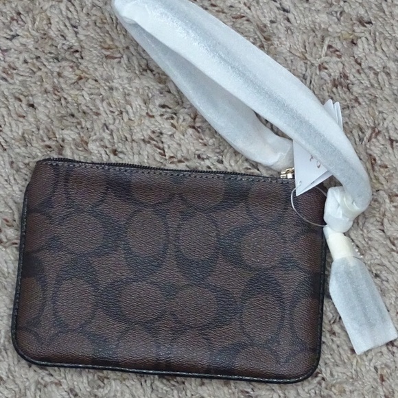 COACH Signature PVC & Leather Small Wristlet - Brown, Black, Gold - Picture 7 of 7